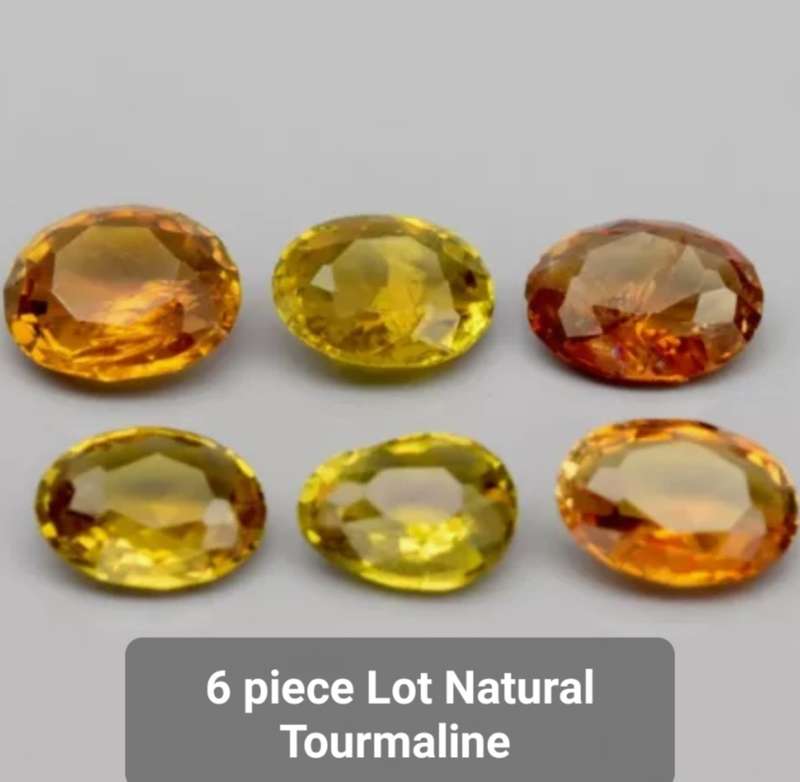 6pcs Lot 2.04ct t.w Oval and Pear Cut Natural Unheated Green Yellow Tourmaline