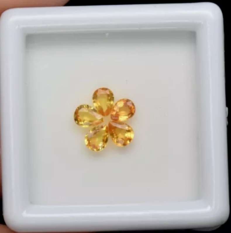 5pcs Lot Natural Pear Cut Yellow Sapphire