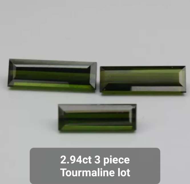 3pcs Lot 2.94ct t.w Baguette Cut Natural Unheated Green Tourmaline