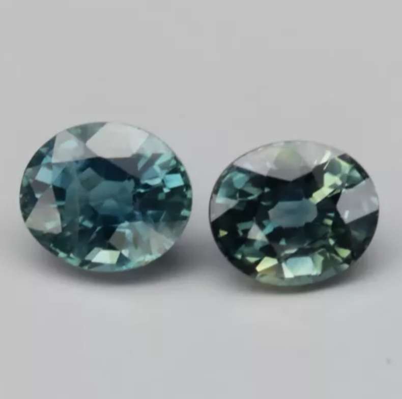 Oval Cut Pair Natural Greenish Blue Sapphire