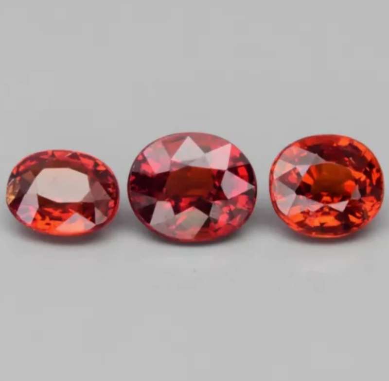 3 Piece Lot 1.92ct t.w Oval Cut Natural Spessartite Garnet