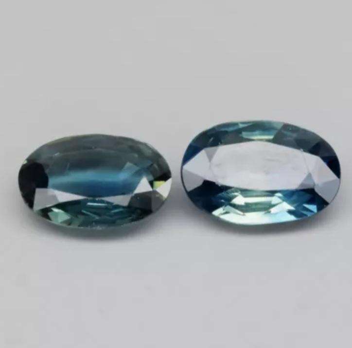 Oval Cut Pair Natural Greenish Blue Sapphire