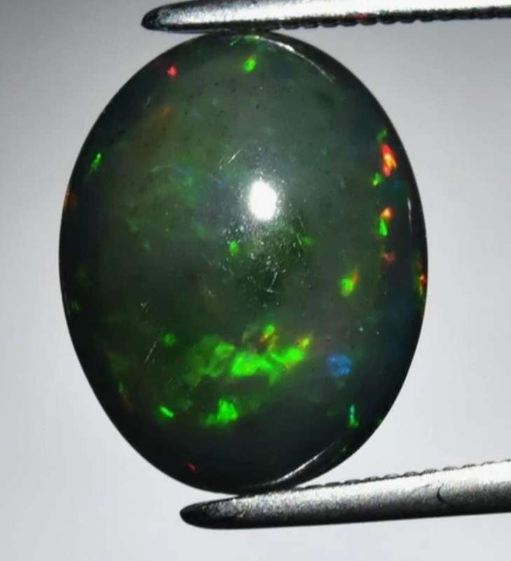1.87ct Oval Natural Play-Of-Colour Crystal Black Opal