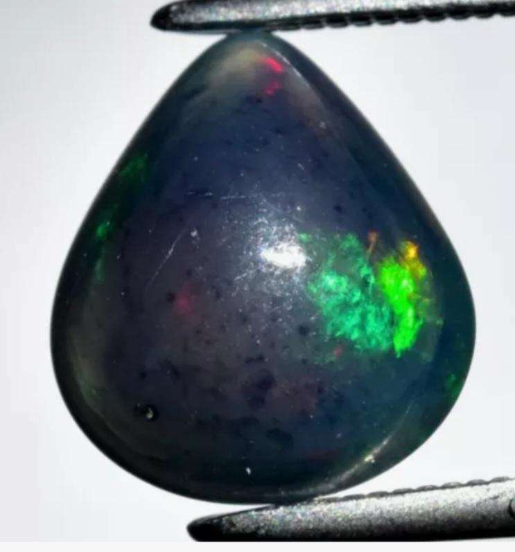 1.46ct Pear Natural Play-Of-Colour Crystal Black Opal