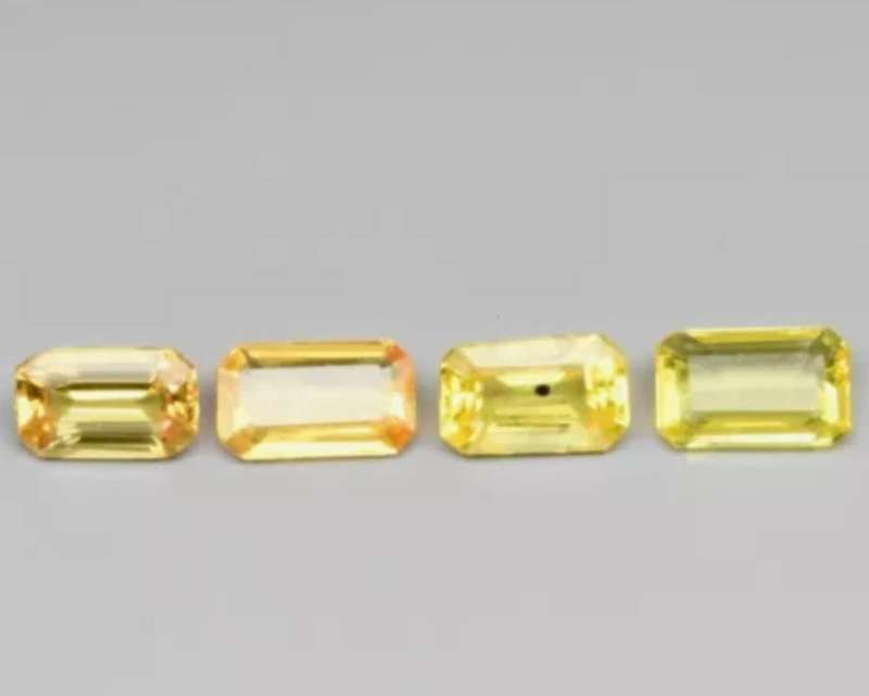 4 Piece Lot Natural Octagon Cut Yellow Sapphire