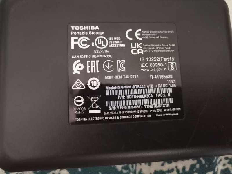 Toshiba 4TB 2.5 Portable HDD Plug n Play