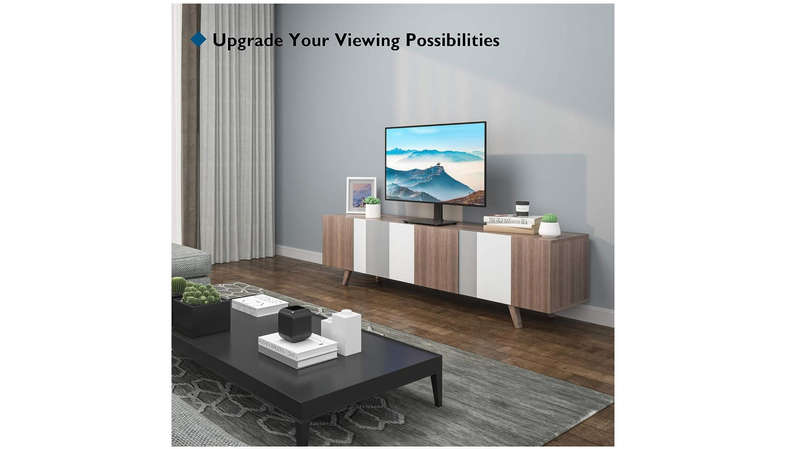 Bontec Tabletop Desktop Swivel Height Adjustable 17-43" TV Stand Glass Base