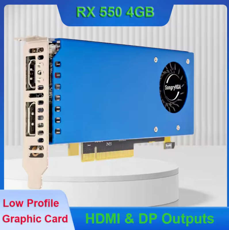 SONGREY RX550 4GB GDDR5 128bit Low Profile Graphics Card,HDMI+DP Output,PCIe 3.0