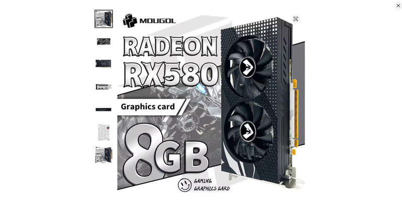 MOUGOL AMD Radeon RX580 8G Graphics Card GDDR5 Memory 256Bit GPU