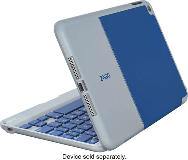 ZAGG Folio Case, Hinged with Backlit Bluetooth Keyboard for iPad Mini 4 - Blue- New