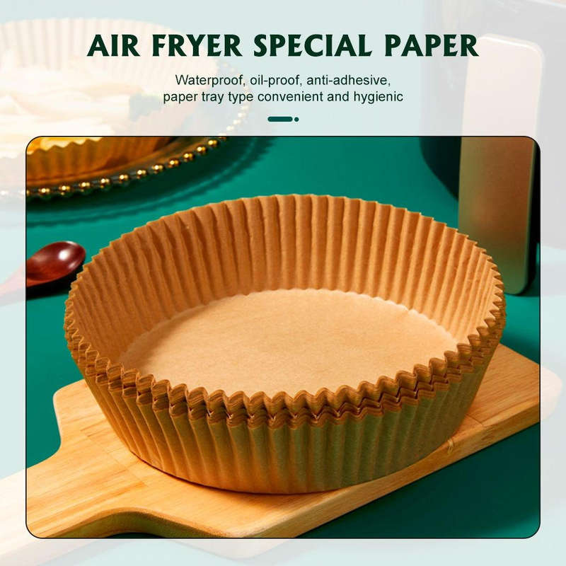100 x Brown - Non-Stick Air Fryer Parchement Papers