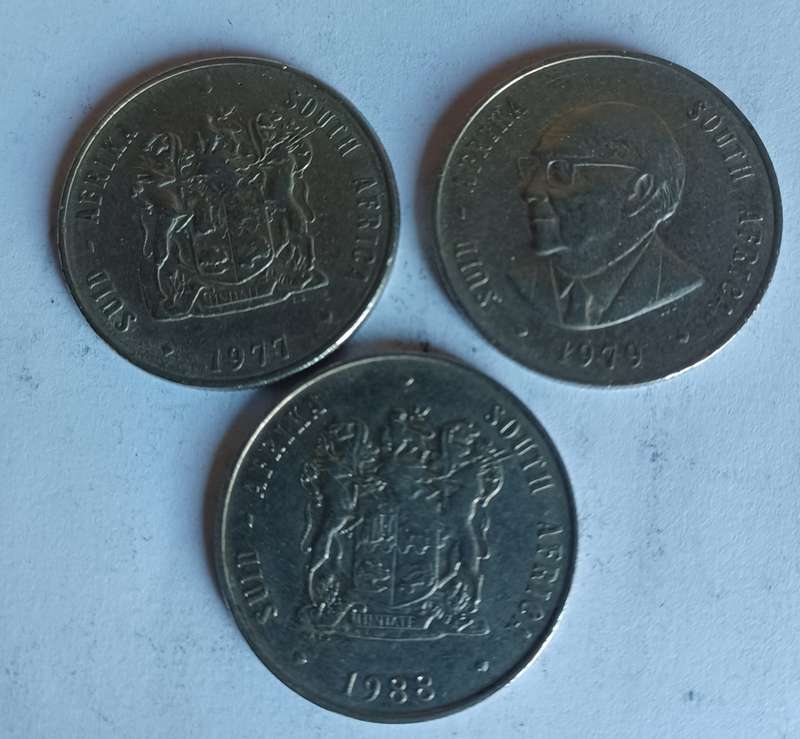 Old RSA one Rand Coins (77, 79, 88)