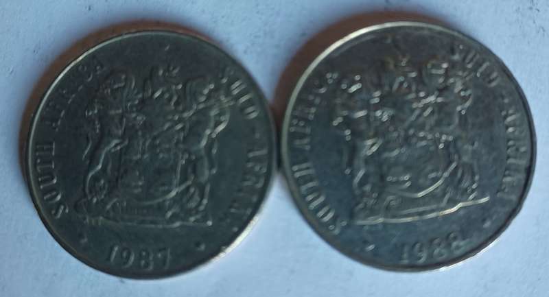 Old RSA 50 Cent Coins (1987, 1988)