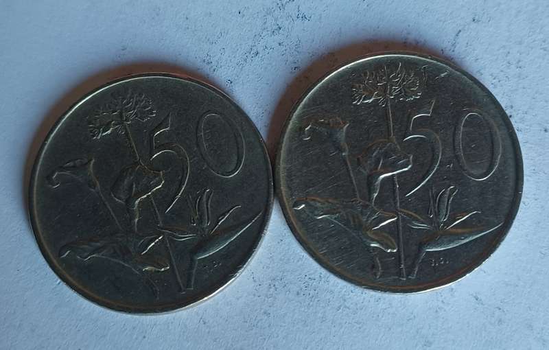 Old RSA 50 Cent Coins (1987, 1988)