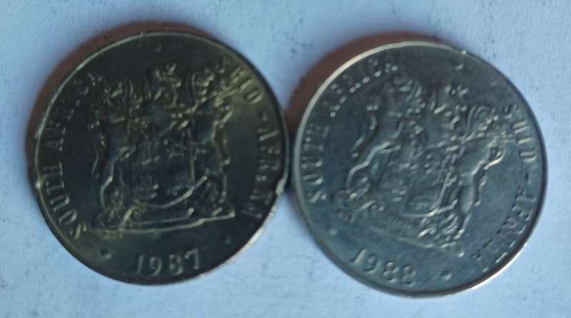 Old RSA 50 Cent Coins (1987, 1988)