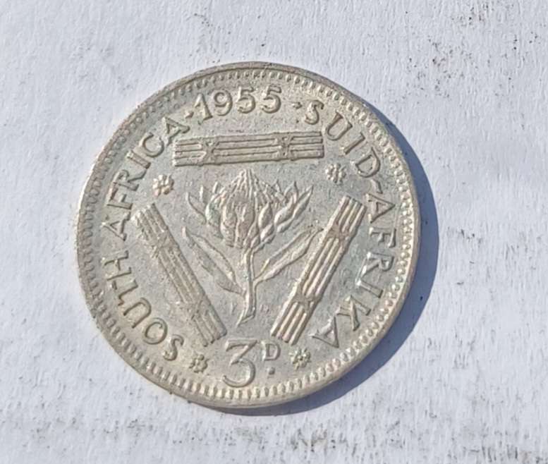 1955 South Africa 3D Threepence