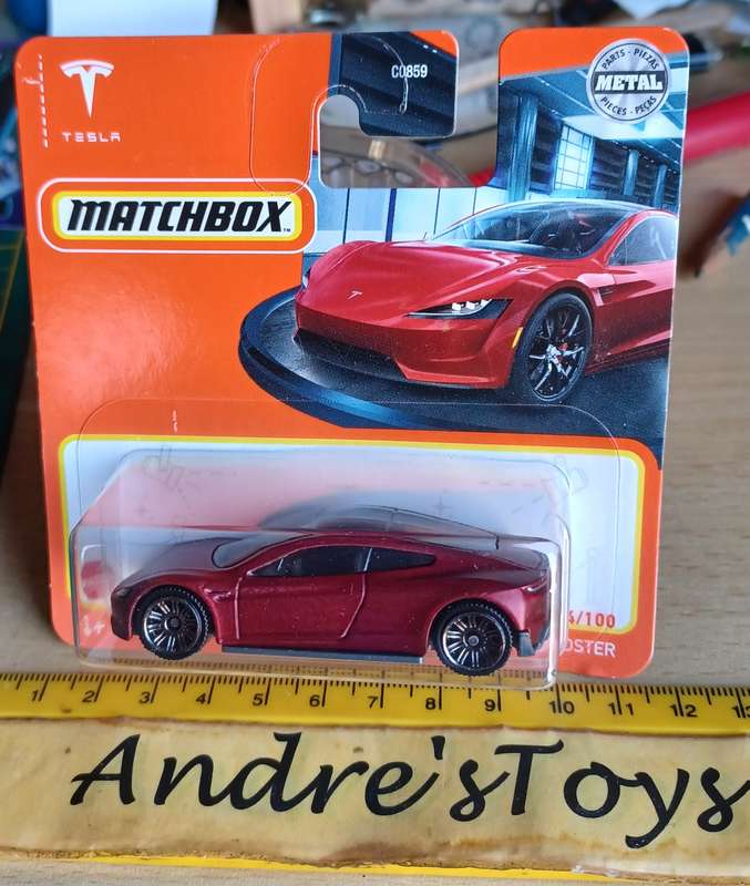 2021 Matchbox ~ 04/100 Tesla Roadster ~ Mint on Short card