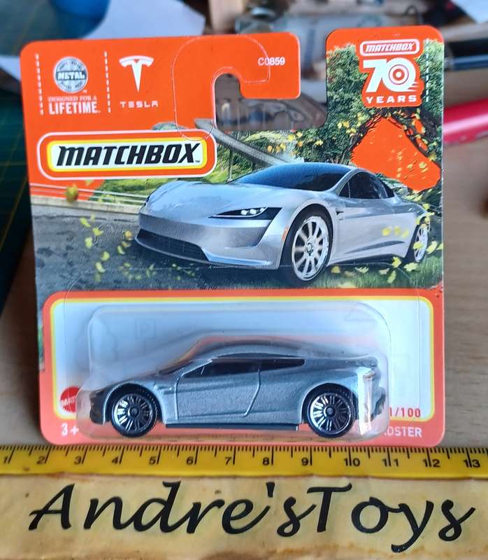 2022 Matchbox ~ 91/100 Tesla Roadster ~ Mint on Short card