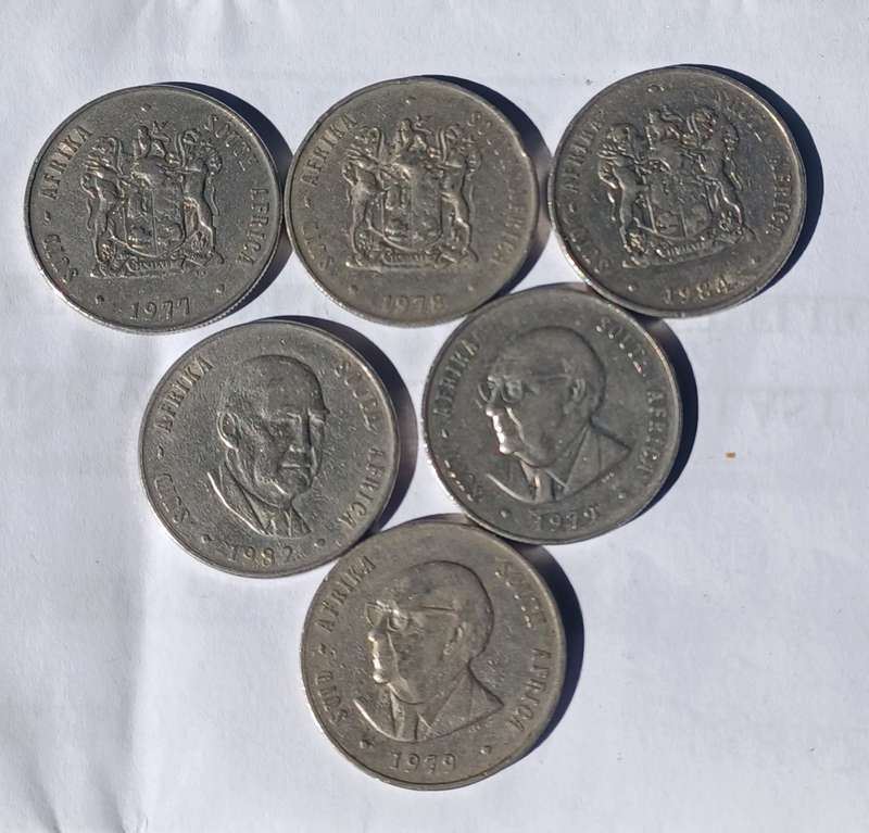 Republic of South Africa Coin - one Rand  1977, 1978, (2)1979, 1982, 1984