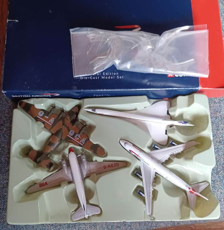 Corgi Special edition ~  Dc3-BEA, Boeing Clipper-BA, Concorde-BA & Boeing 747-BA