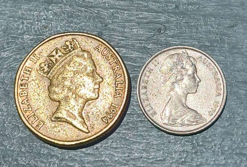 1994 1 dollar & 1970  5 cent ~ Australia