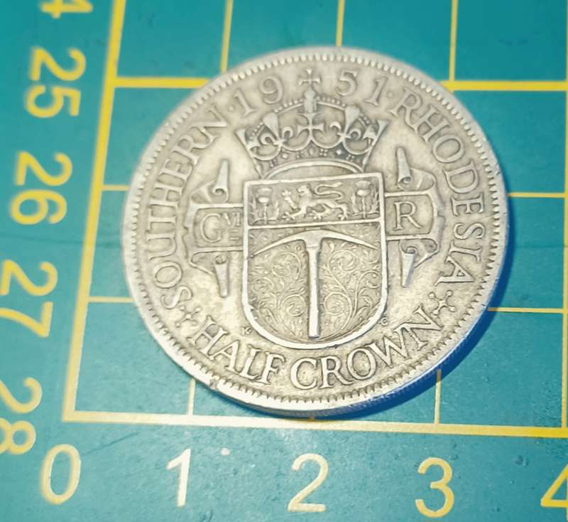 1951 Southern Rhodesia ~ Half Crown