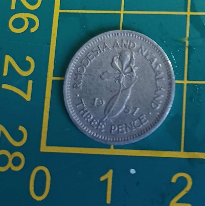 1957 Rhodesia and Nyasaland ~ Three Pence