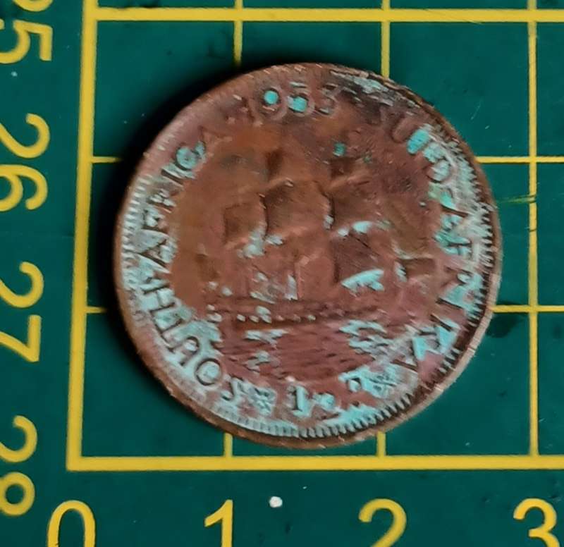 1953 1/2D ~ 1/2 Penny ~ South Africa