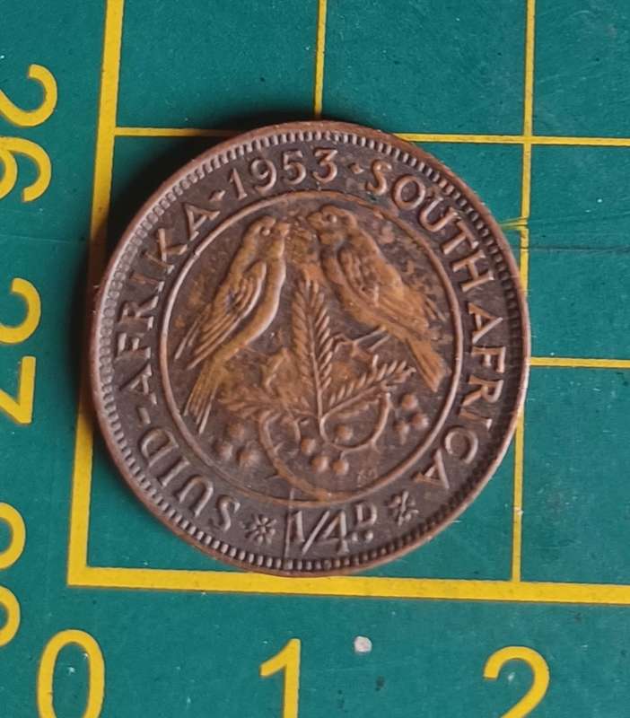 1953 ~ 1/4D ~ 1/4 Penny ~ Farthing ~ South Africa