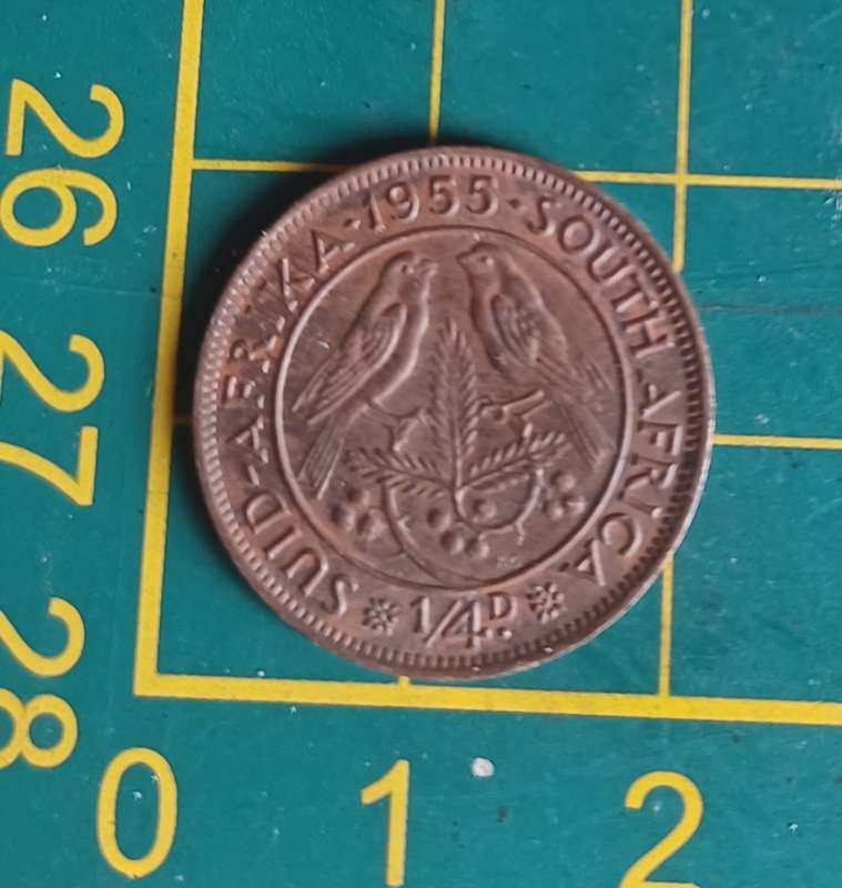 1955 ~ 1/4D ~ 1/4 Penny ~ Farthing ~ South Africa