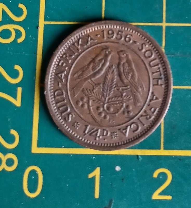 1956 ~ 1/4D ~ 1/4 Penny ~ Farthing ~ South Africa