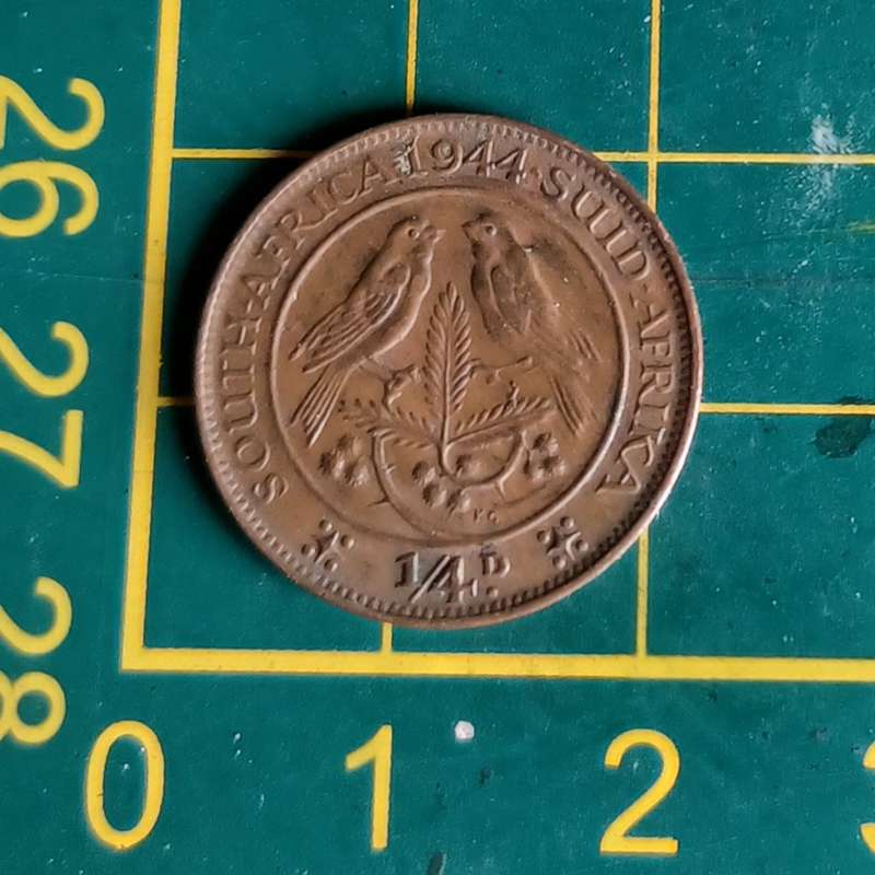 1944 ~ 1/4D ~ 1/4 Penny ~ Farthing ~ South Africa