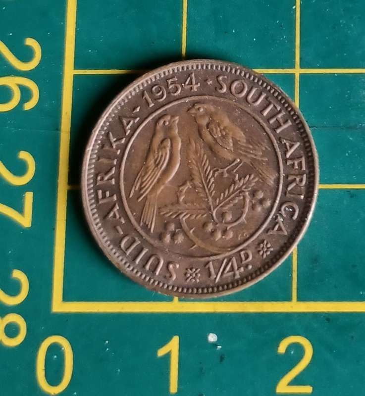 1954 ~ 1/4D ~ 1/4 Penny ~ Farthing ~ South Africa
