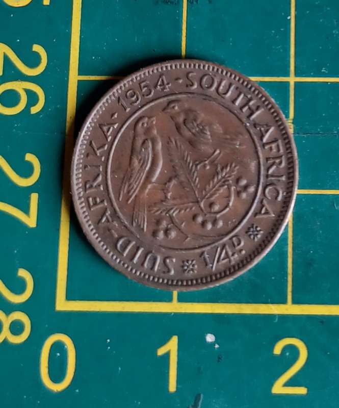 1954 ~ 1/4D ~ 1/4 Penny ~ Farthing ~ South Africa