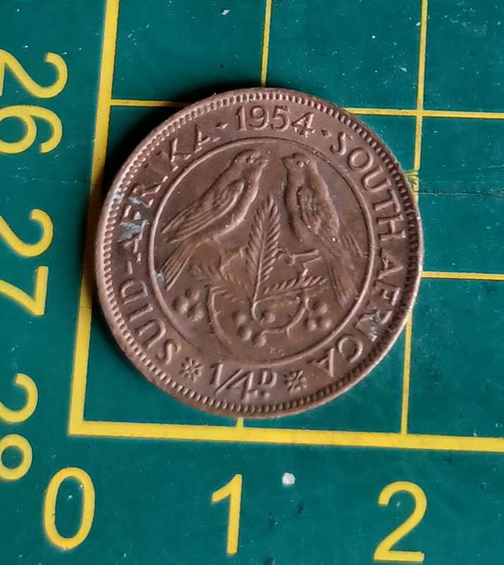 1954 ~ 1/4D ~ 1/4 Penny ~ Farthing ~ South Africa