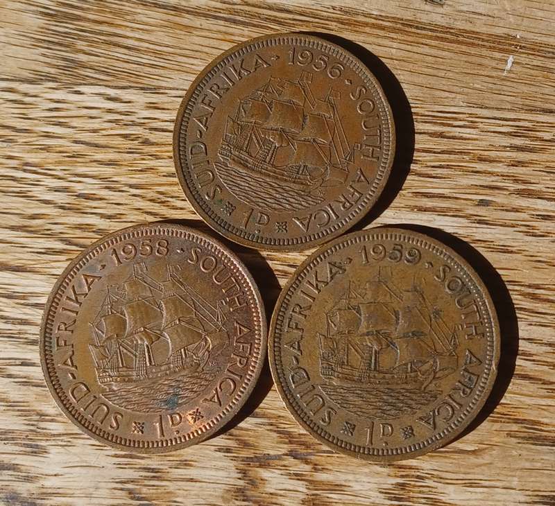 1956, 1958, 1959 ~ 1 Penny ~ South Africa