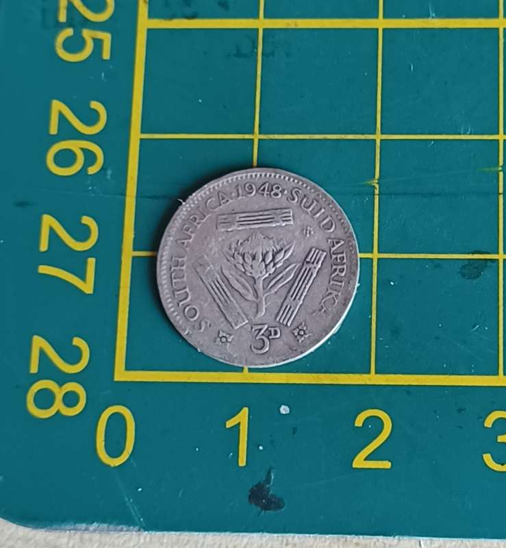 1948 ~ 3D ~ Threepence Coin ~ coin ~ South Africa