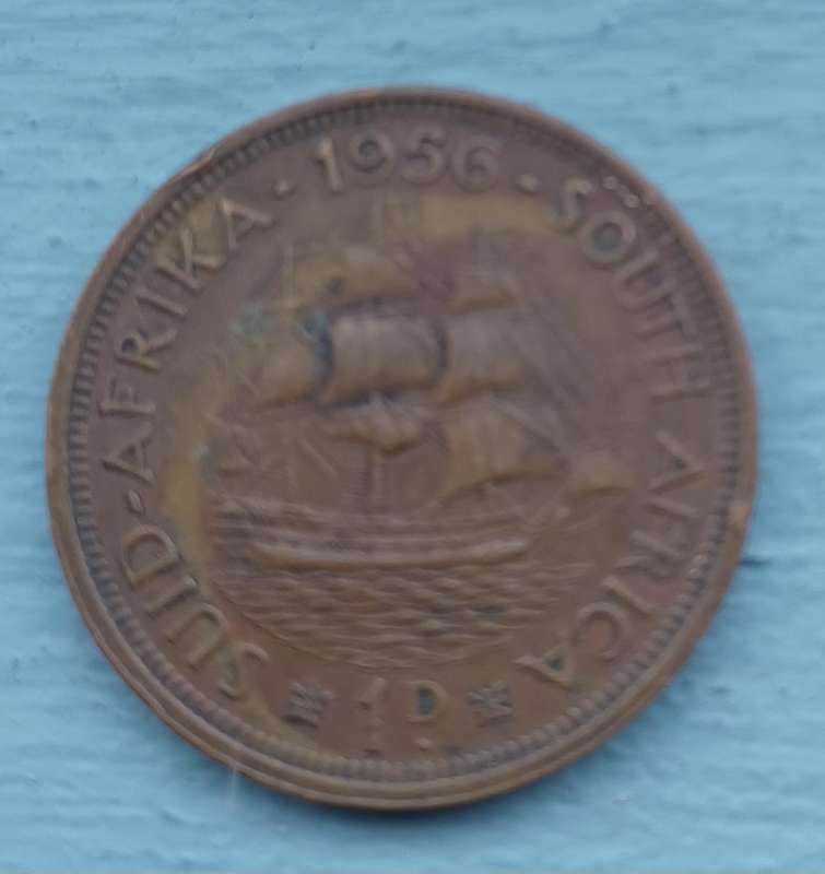 1956 ~ South Africa/Suid Afrika - 1 Penny 1d - Elizabeth Il