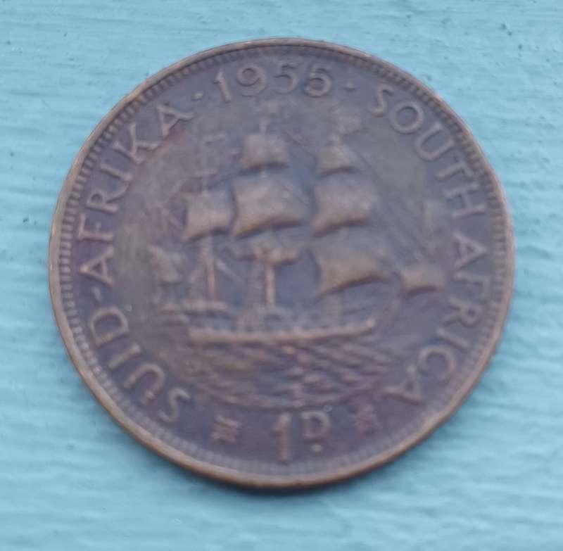 1955 ~ South Africa/Suid Afrika - 1 Penny 1d - Elizabeth Il