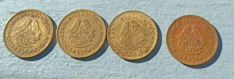 South Africa - 1961, 1962, 1963 & 1964 Half Cent