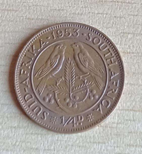 1953 ~ 1/4D ~ 1/4 Penny ~ Farthing ~ South Africa