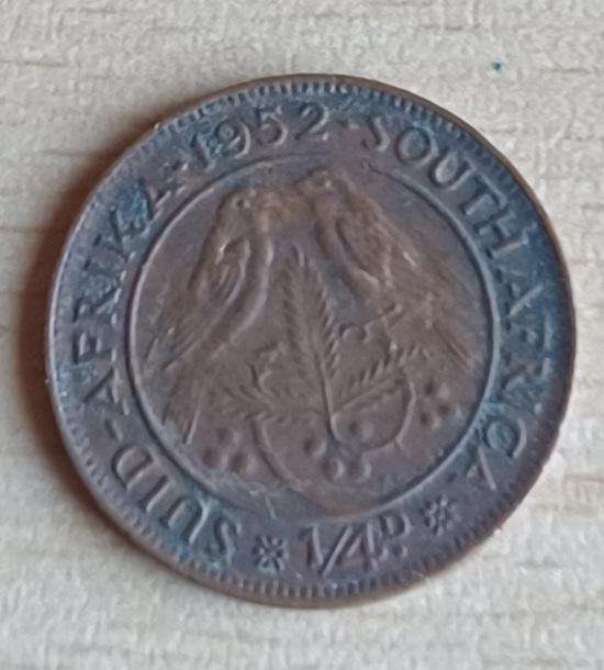 1952 ~ 1/4D ~ 1/4 Penny ~ Farthing ~ South Africa