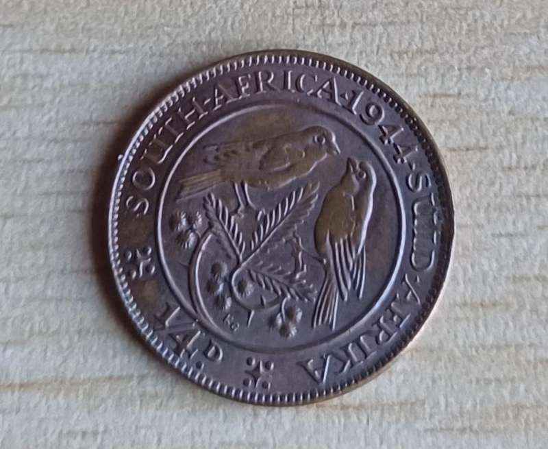 1944 ~ 1/4D ~ 1/4 Penny ~ Farthing ~ South Africa