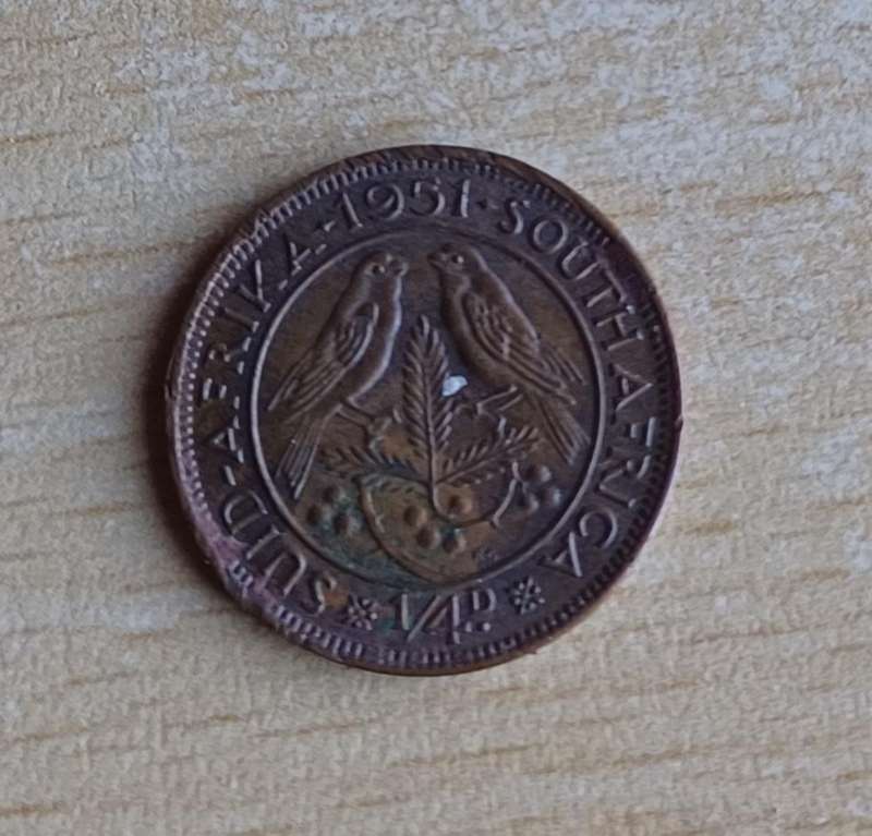 1951 ~ 1/4D ~ 1/4 Penny ~ Farthing ~ South Africa