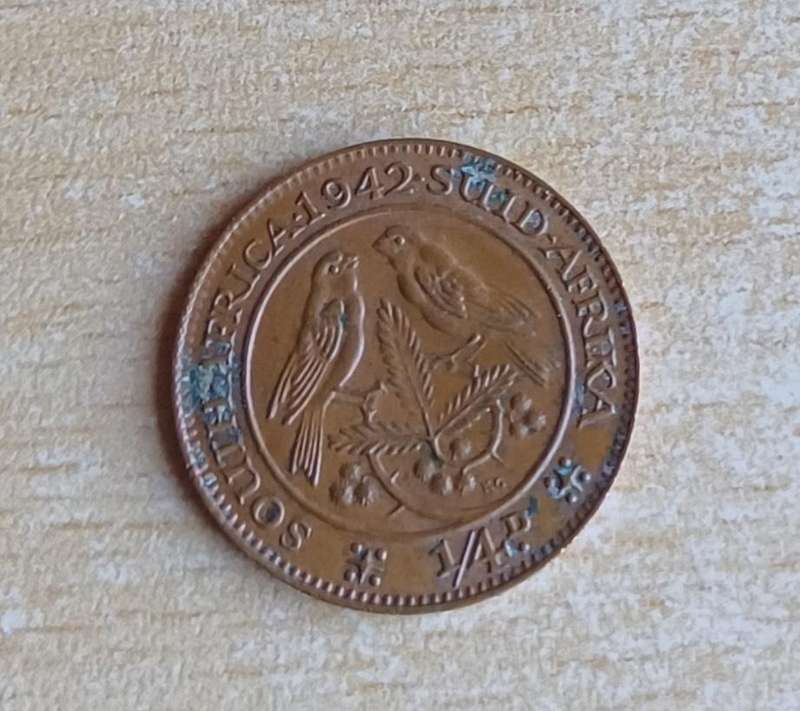 1942 ~ 1/4D ~ 1/4 Penny ~ Farthing ~ South Africa
