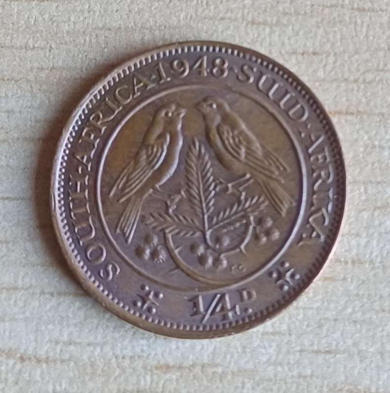 1948 ~ 1/4D ~ 1/4 Penny ~ Farthing ~ South Africa