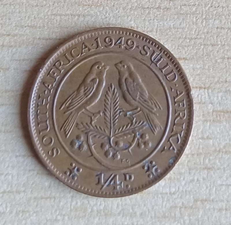 1949 ~ 1/4D ~ 1/4 Penny ~ Farthing ~ South Africa