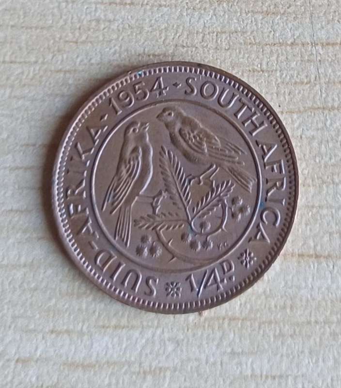 1954 ~ 1/4D ~ 1/4 Penny ~ Farthing ~ South Africa