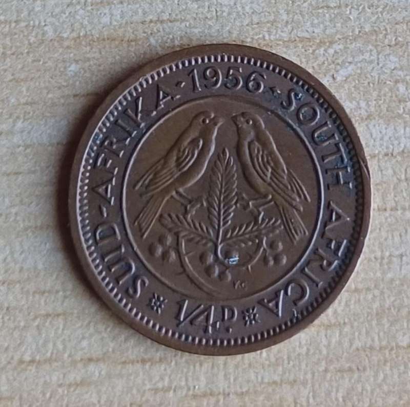 1956 ~ 1/4D ~ 1/4 Penny ~ Farthing ~ South Africa