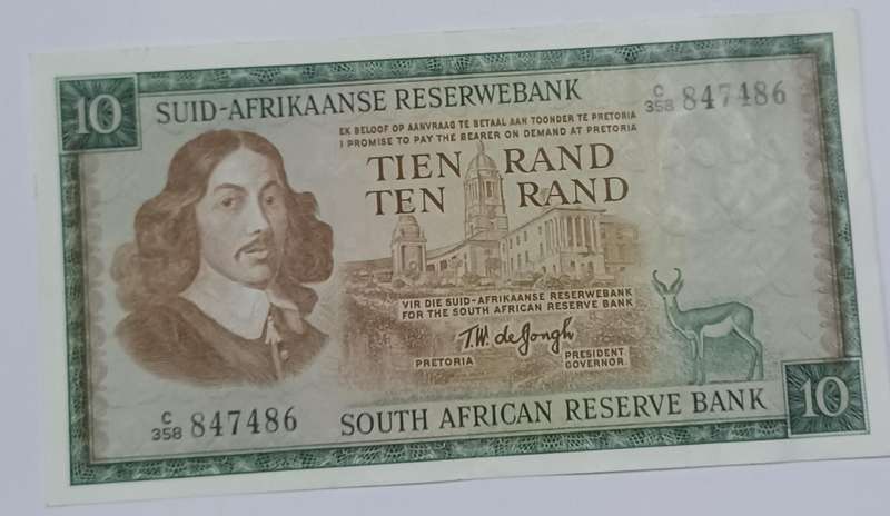Republic Of South Africa - Ten Rand Afrikaans / English, Van Riebeeck water mark (C380)847486